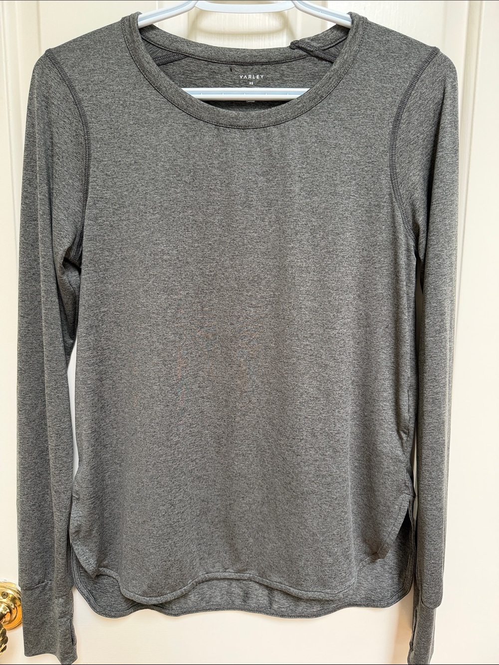 Varley XS Kearney Active Stretch Jersey long sleeve top thumbholes olive black